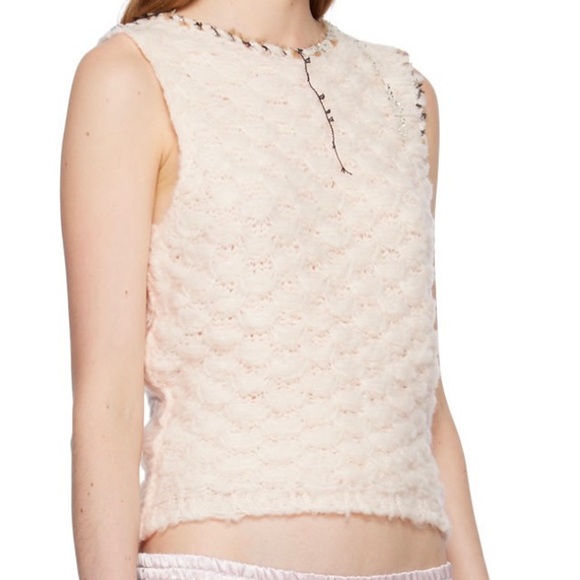 NWT ACNE STUDIOS Distressed Crochet Sweater Vest in Pink Size XS - Picture 2 of 5